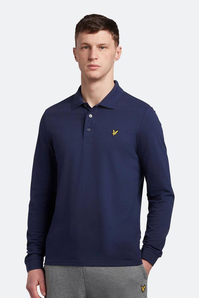 Klassisches Langarm-Stretch-Poloshirt