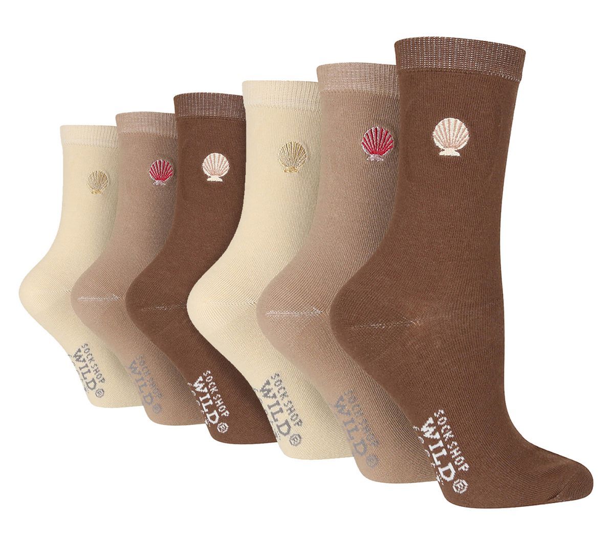 6 Pack Damen Schwarz Neuheit Socken | Wildfeet | Niedliche bestickte Socken in Baumwolle - Multicolour