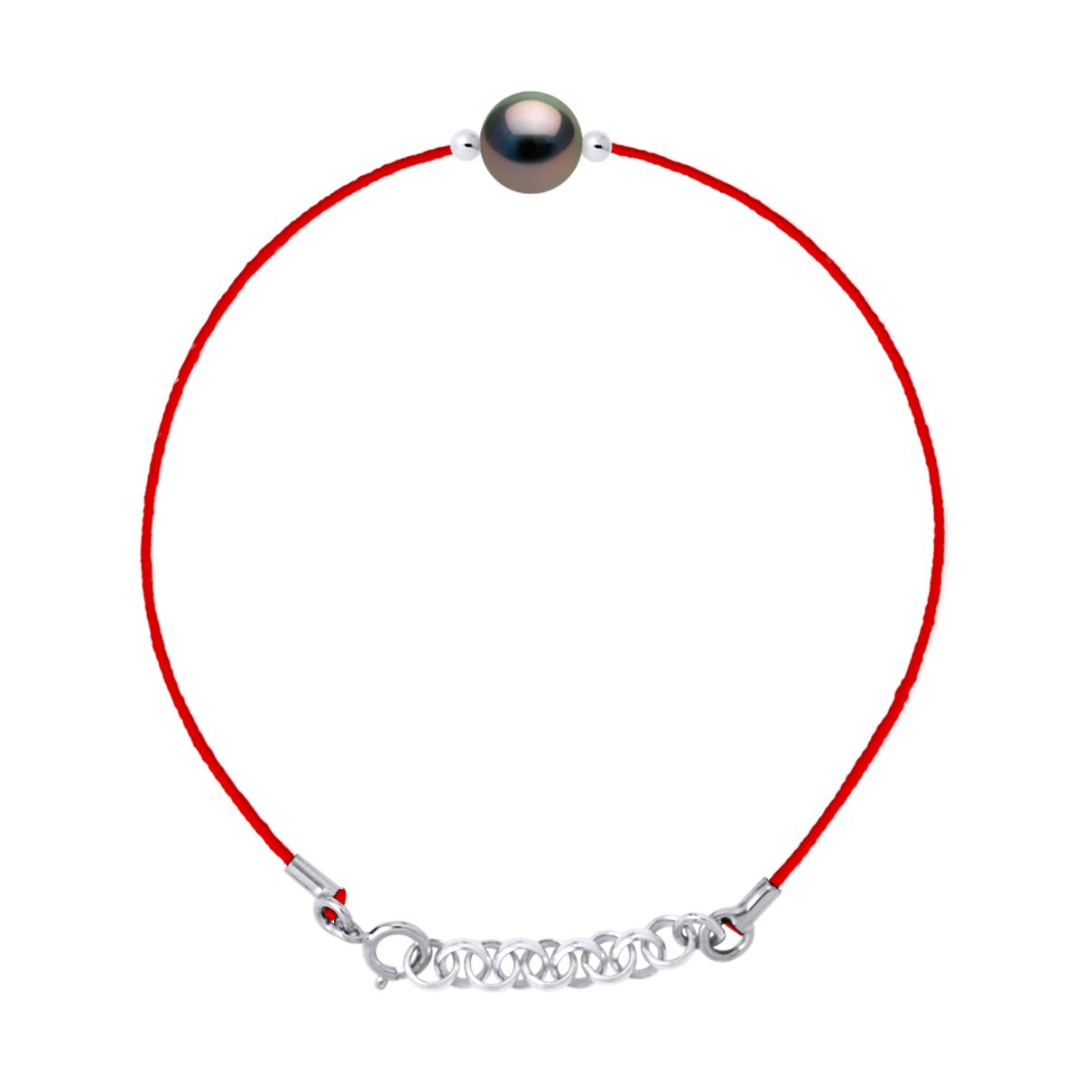 Armband mit Tahitiperle und roter Kordel