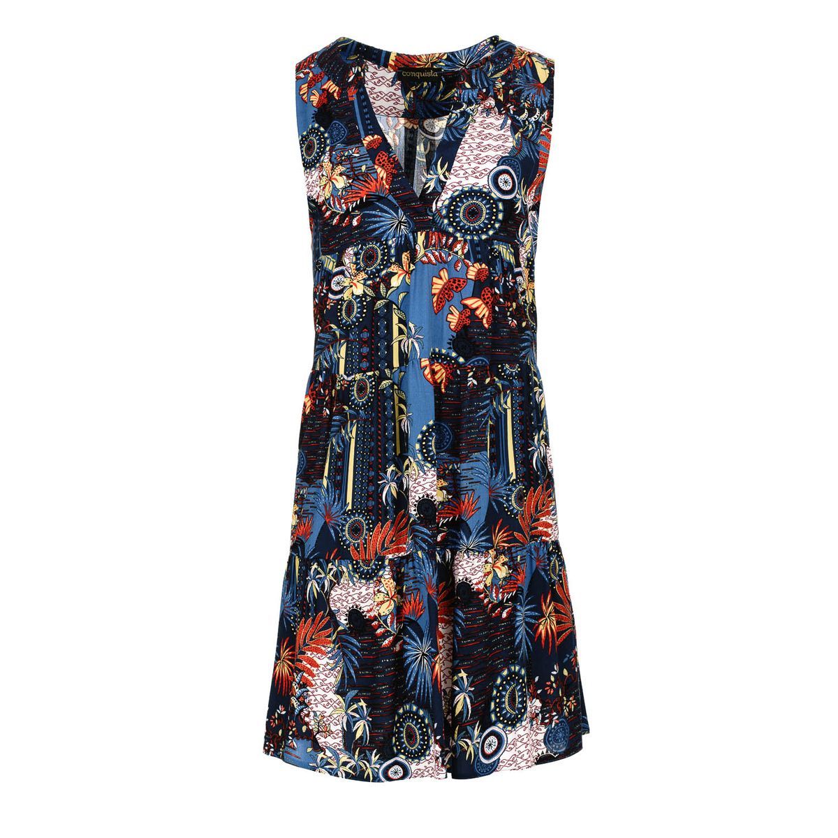 Ärmelloses A-Linien-Kleid mit Blumendruck
