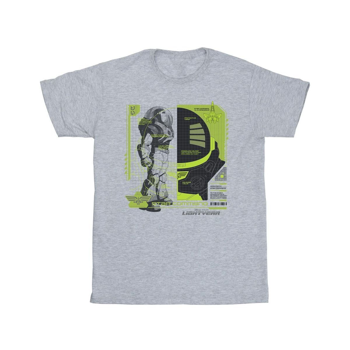 Disney - "Lightyear Buzz Tech Panel" T-Shirt für Herren (Grau)