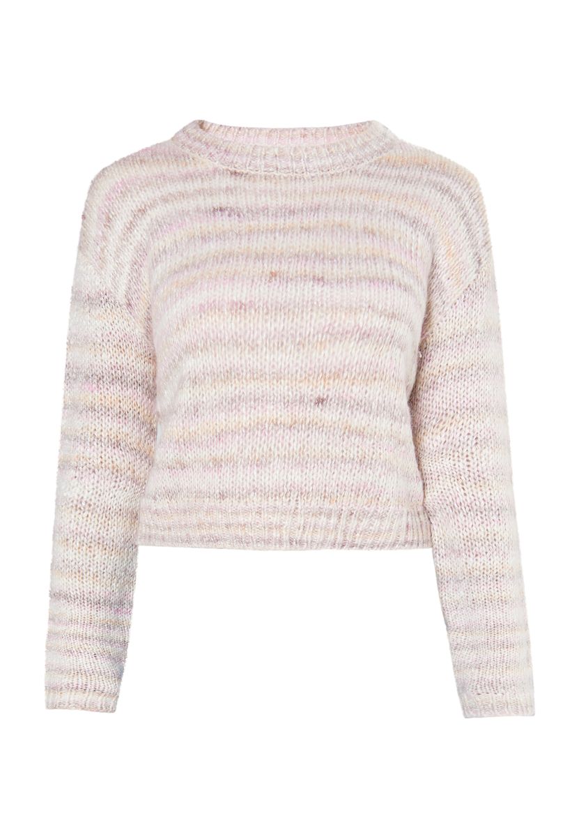 Pastellfarbener Strick-Crop-Pullover