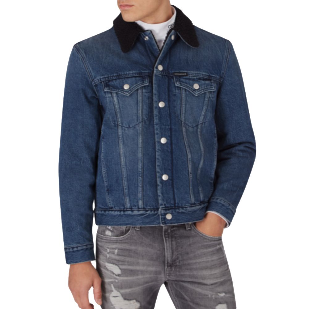 Herren Jeansjacke mit Sherpa-Kragen