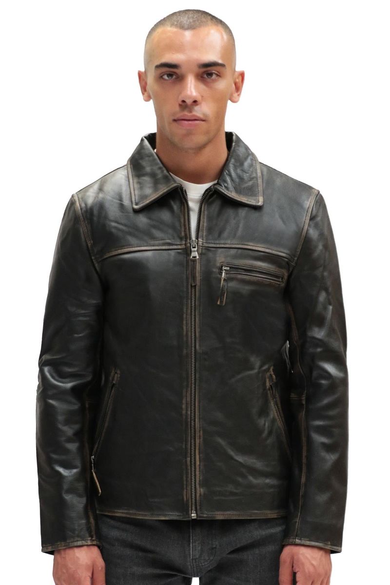 Herren Harrington-Jacke aus braunem Leder