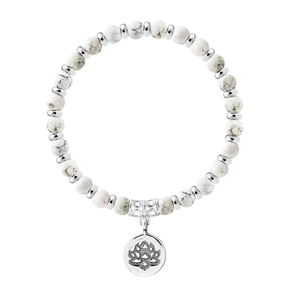 Perlenarmband mit Lotus-Anhänger