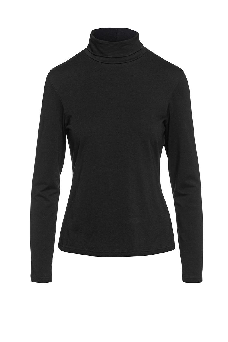Klassisches, schwarzes Langarm-Rollkragenshirt