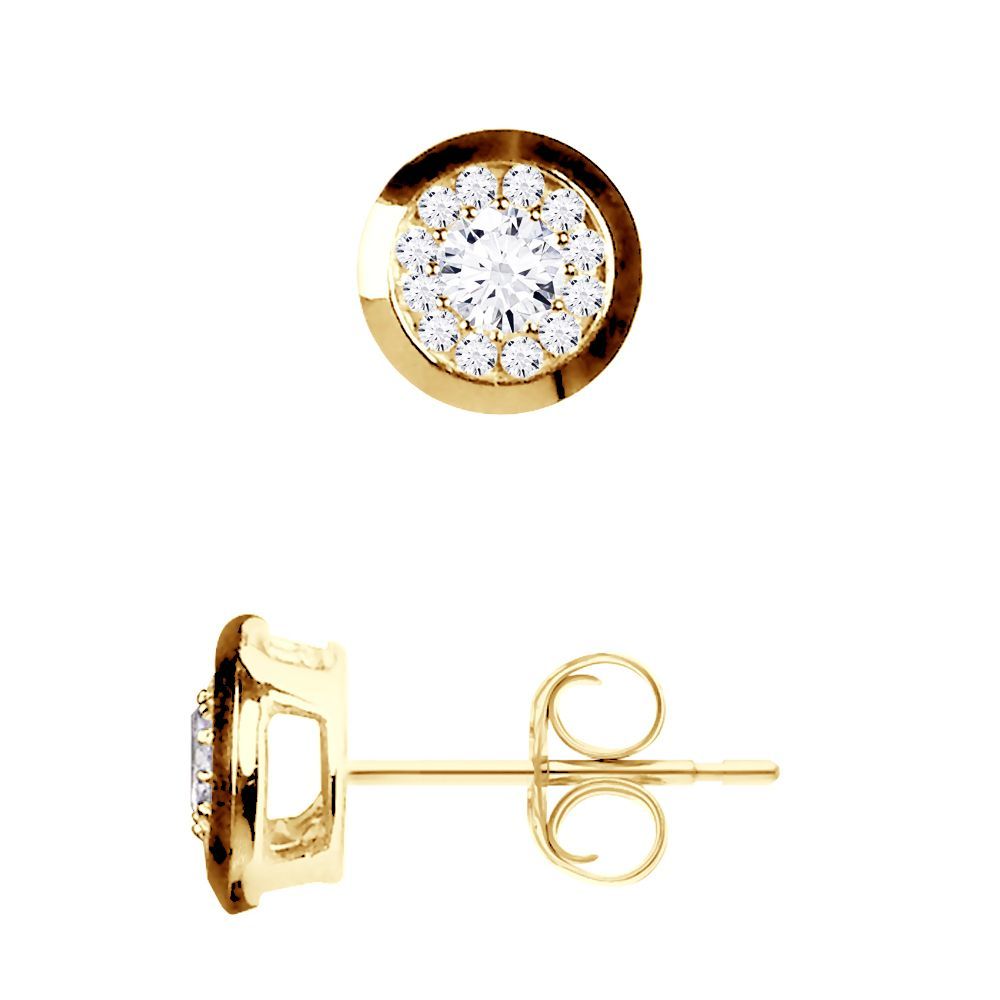 Diamantohrstecker in Gelbgold