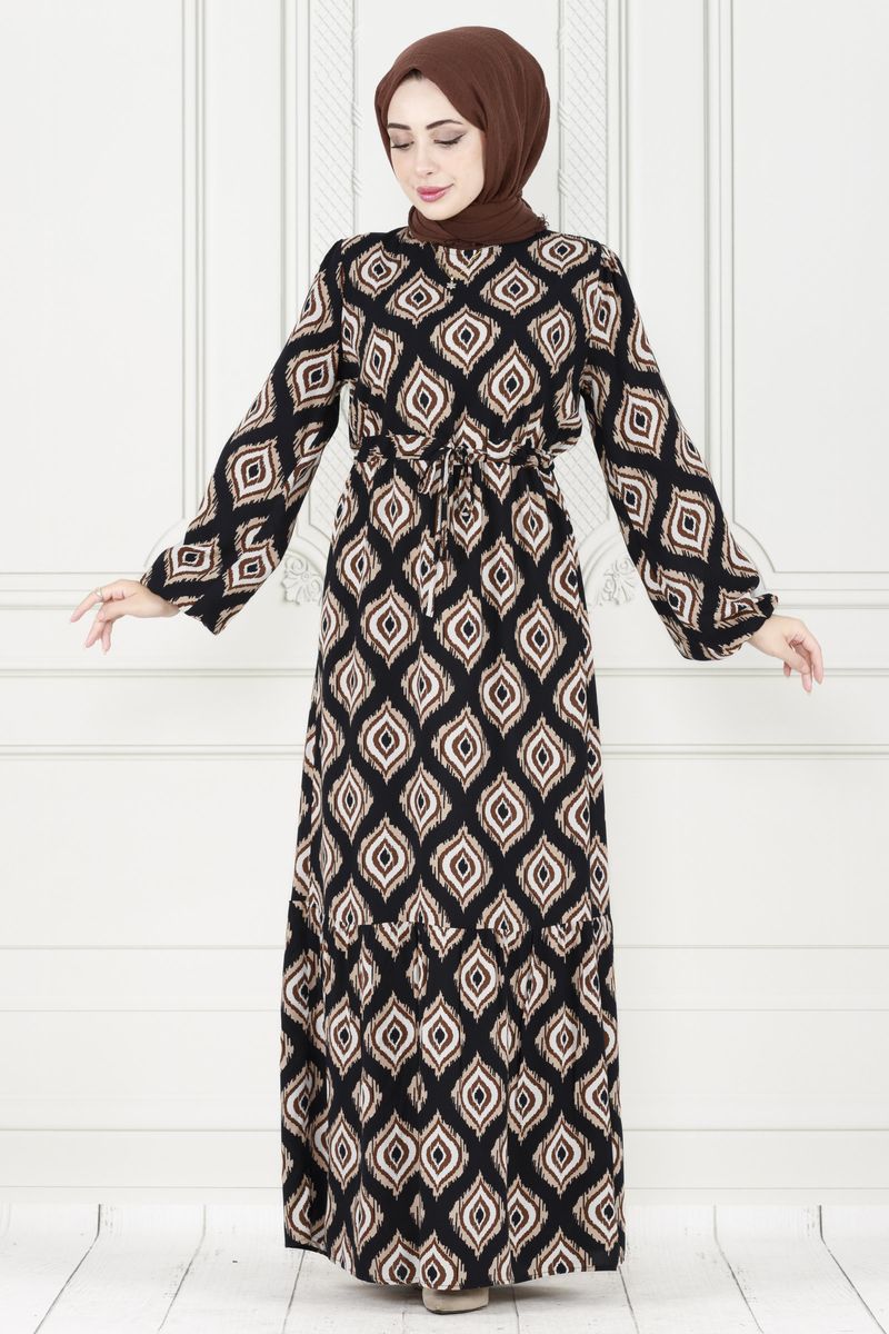 Ikat-Print Maxikleid aus Viskose