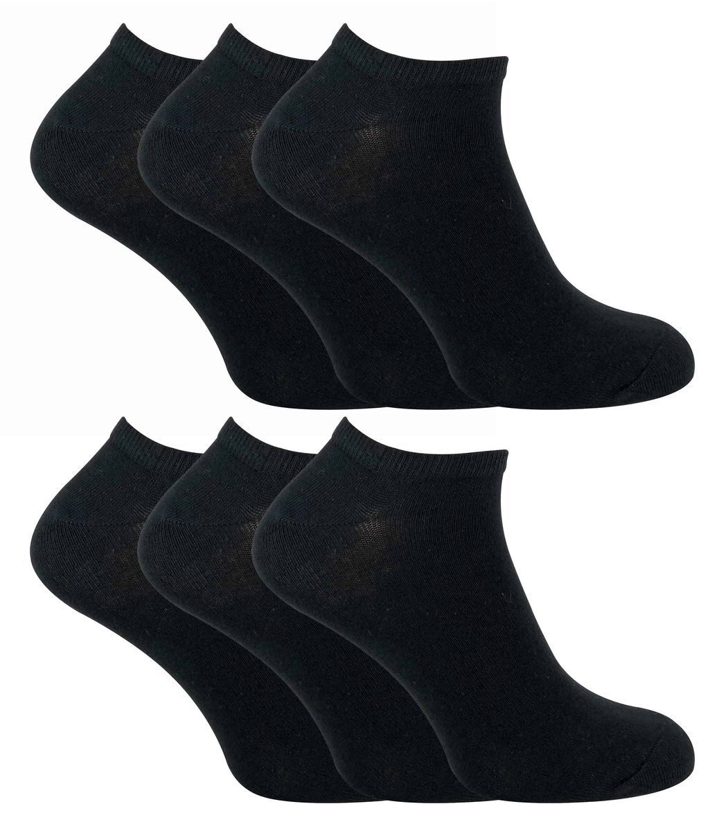 SOCK SNOB - 6er Pack Herren Baumwolle Low Cut Quarter Gym / Trainer Socken - Schwarz