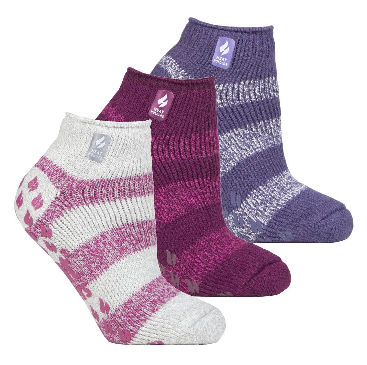 Heat Holders - 3 Paar Multipack Ladies Ankle Slipper Socken mit Gripper - Valencia