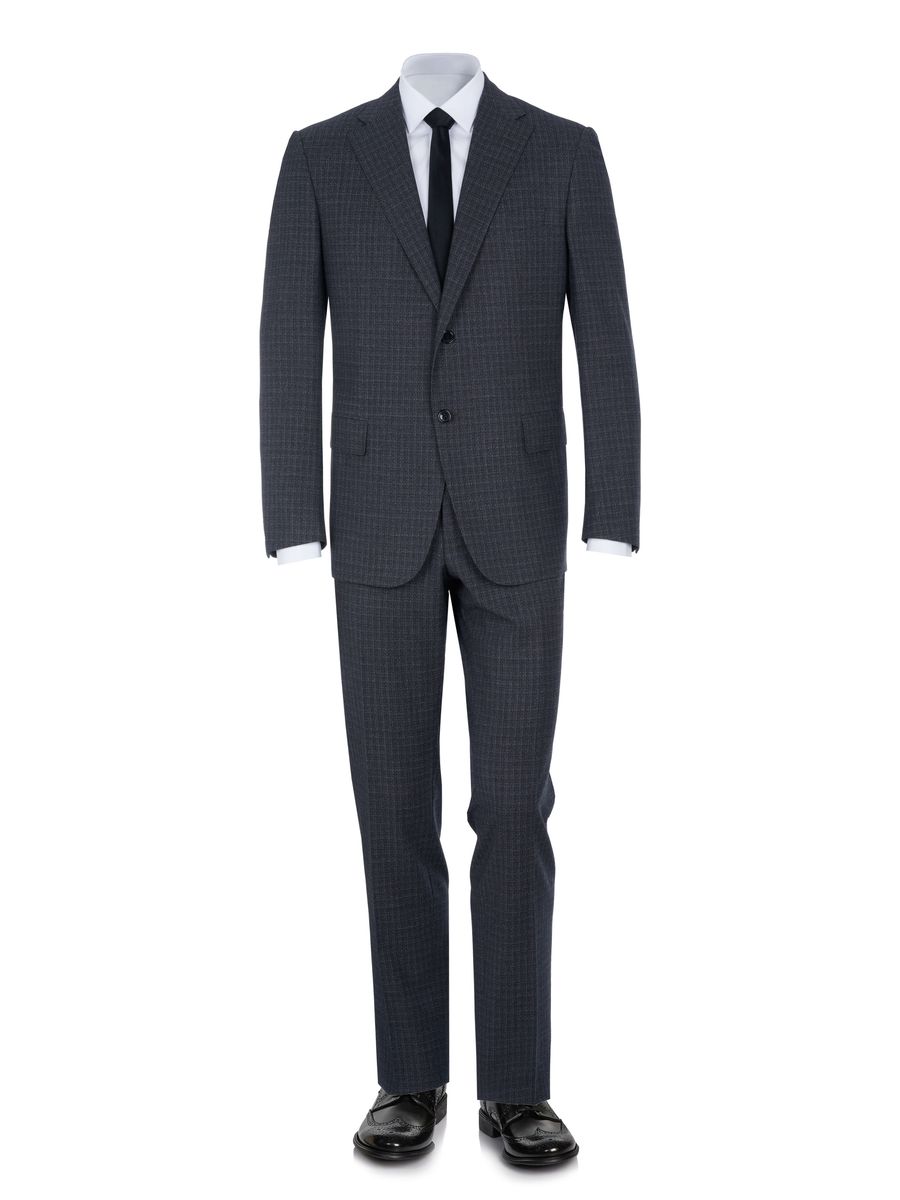 Eleganter Schurwollanzug mit Mikro-Karo