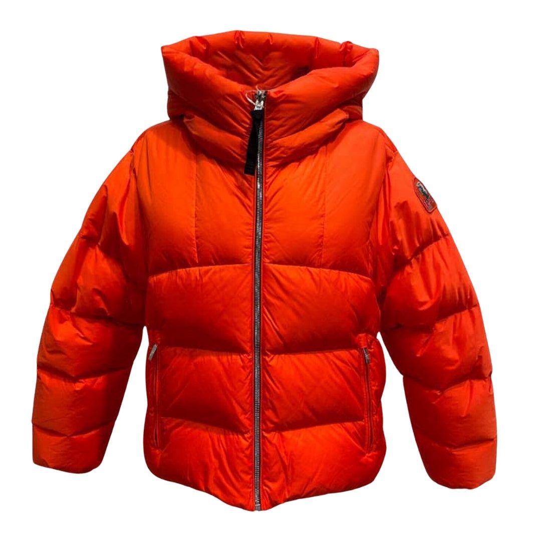 Orangefarbene Wendbare Daunen Steppjacke