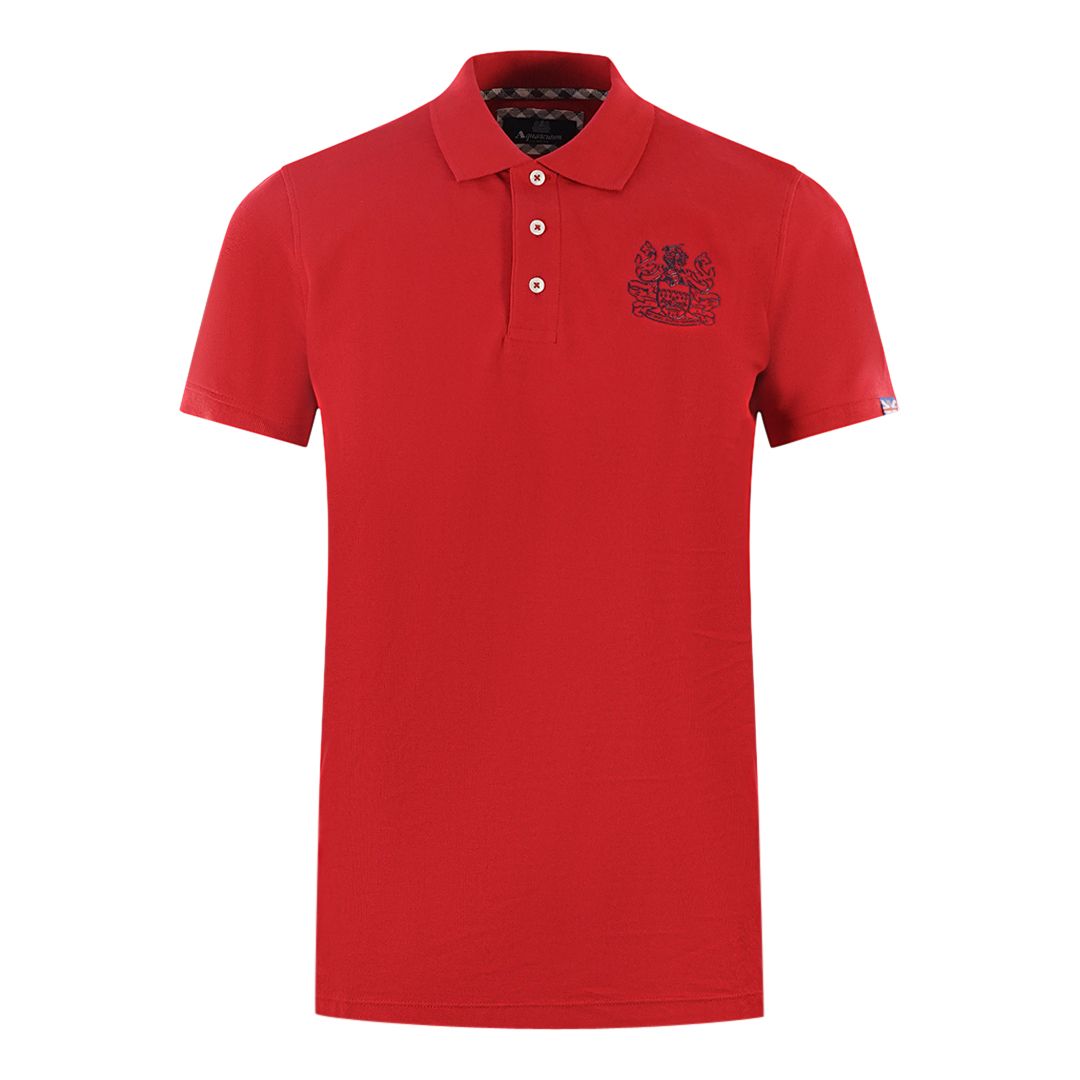 Klassisches rotes Poloshirt mit Wappen