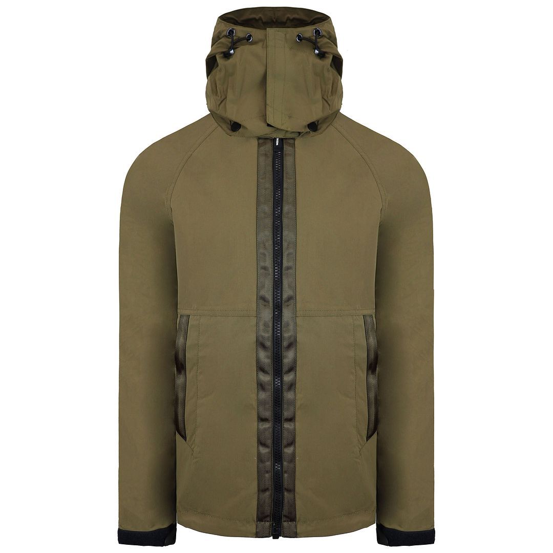 Moderne olivgrüne Jacke mit Kapuze