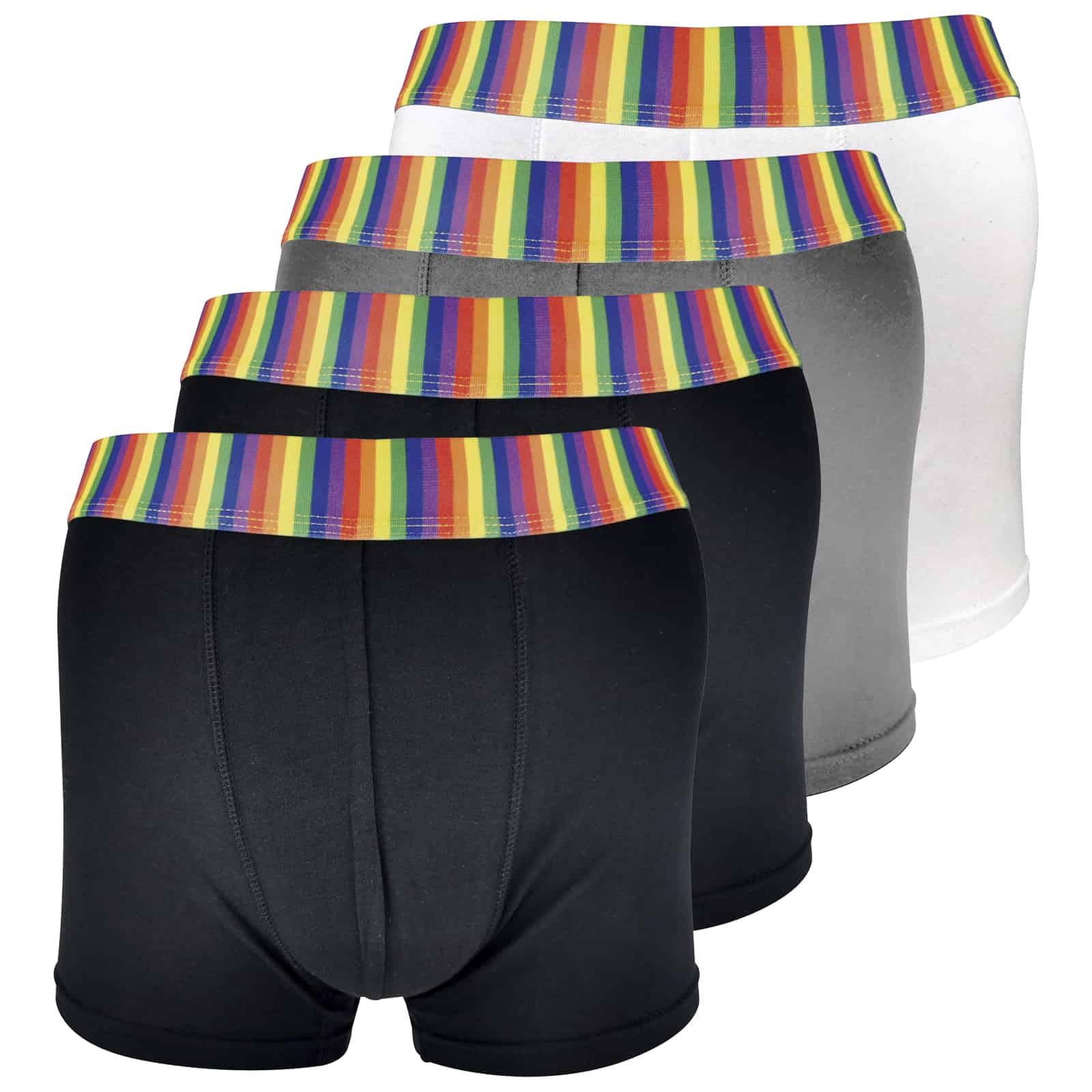 4 Pack Herren Multipack weiche Baumwolle Neuheit gestreiften Regenbogen Boxershorts Unterwäsche - Regenbogen