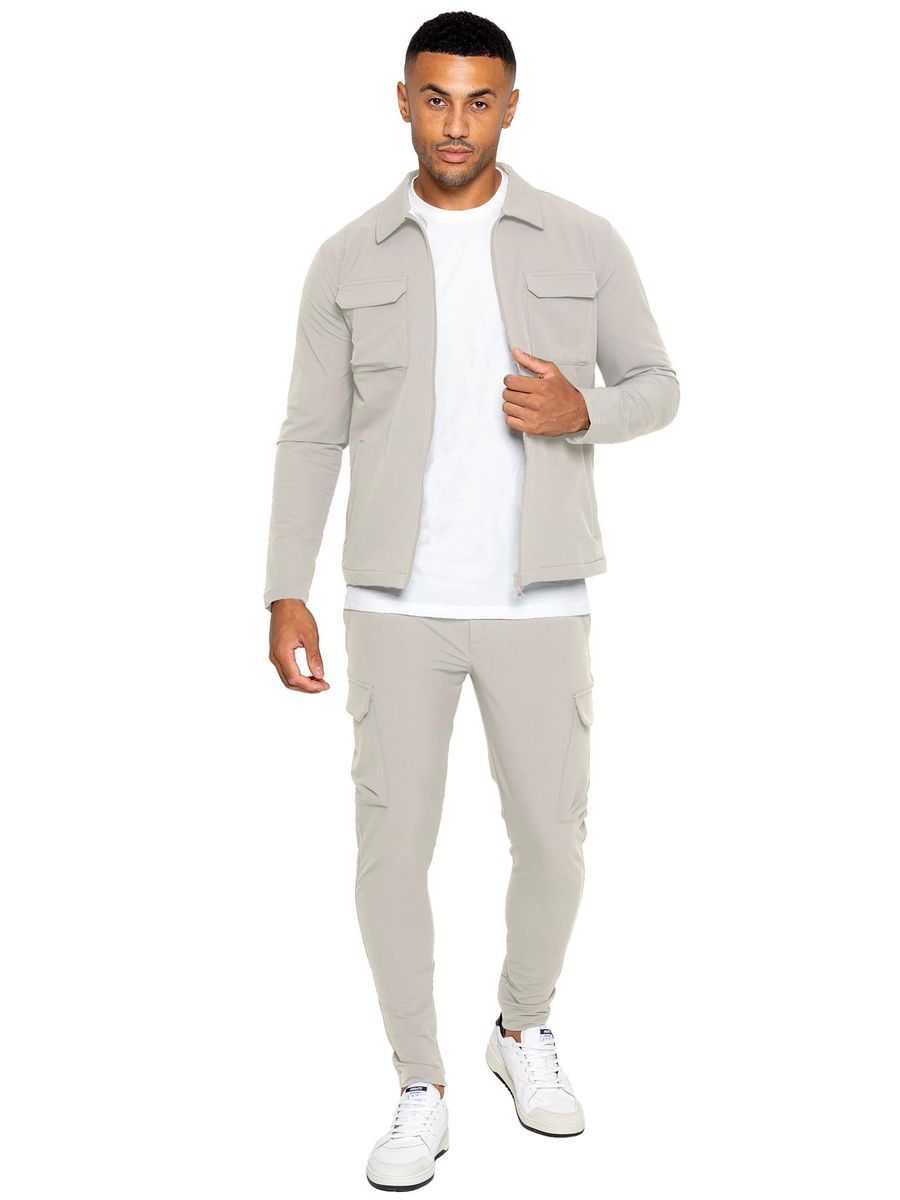Herren Cargo Shacket Trainingsanzug Set