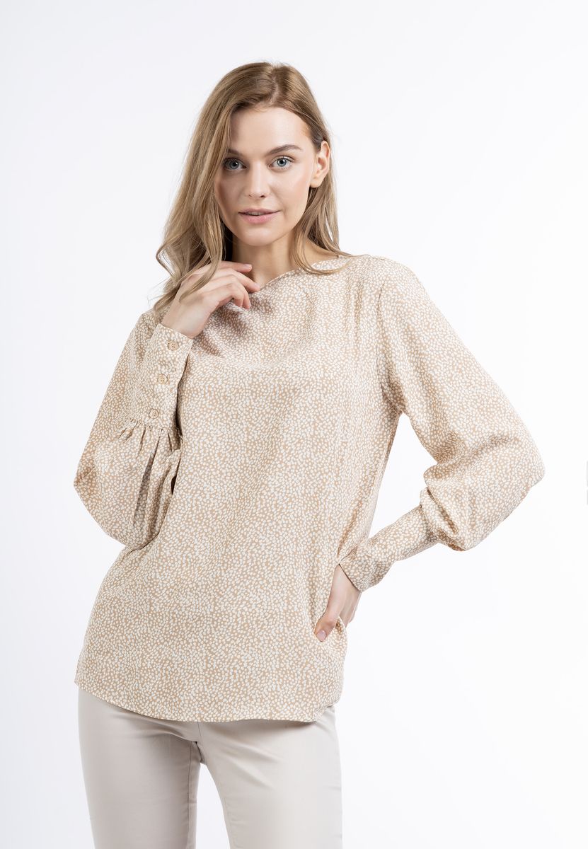 Bluse mit grafischem Muster und Manschetten