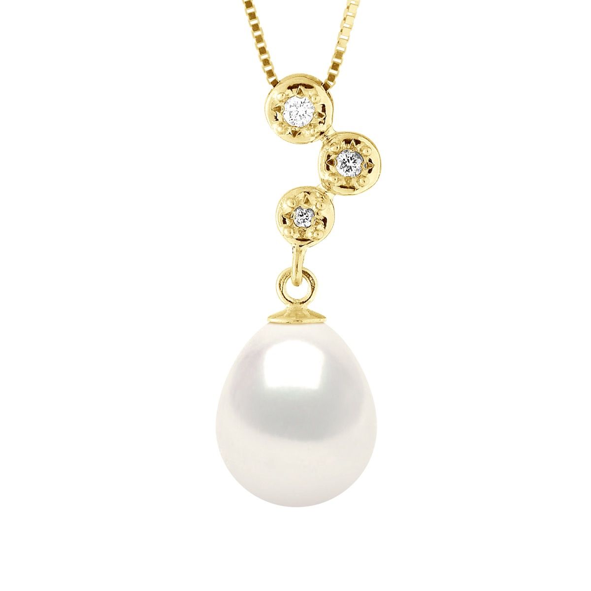 Halskette mit Perlenanhänger und Diamanten