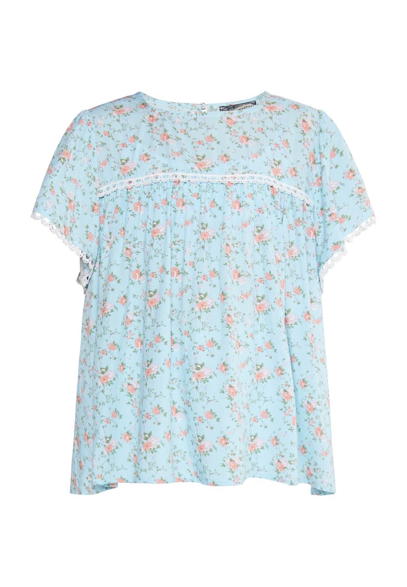 Dreimaster Bluse Mädchen (Kids) Hellblaue Blume