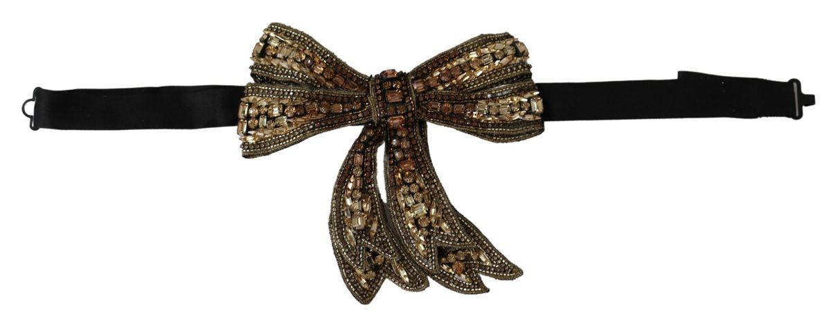 Dolce & Gabbana Gold Tone Silk Silk Hingestone Embellies Women Women's Bowtie