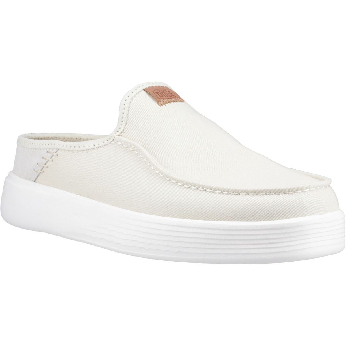 HEYDUDE Austin Workwear Leder Herren Pantoffeln fast weiß