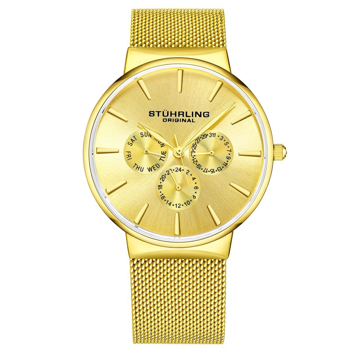 Minimalistische Multifunktionsuhr mit Mesh-Armband