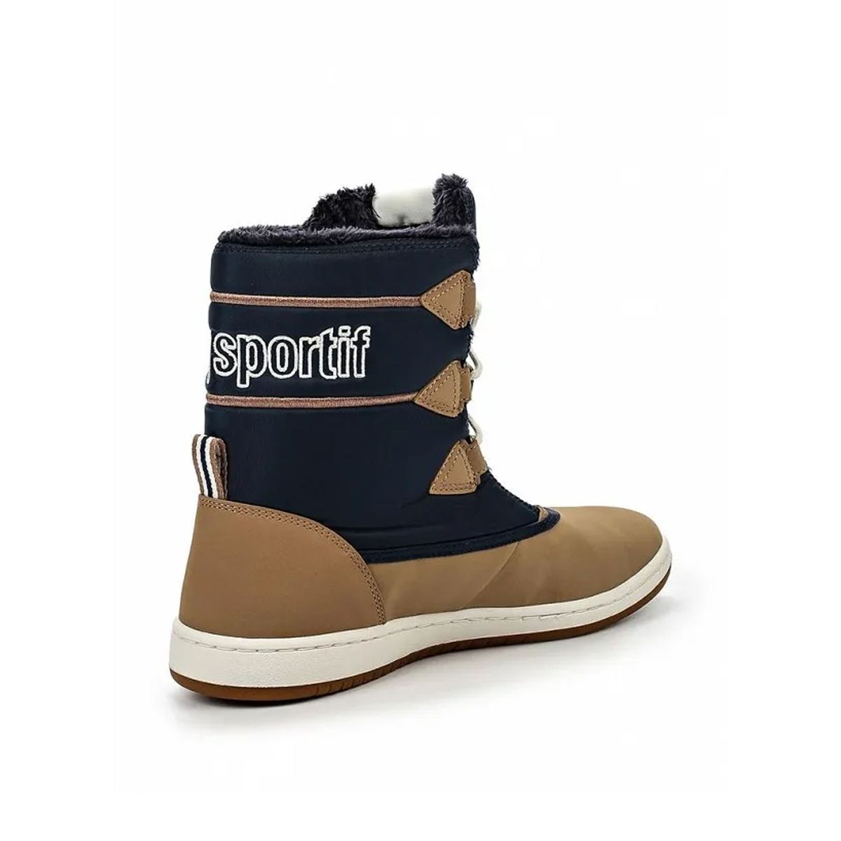 Zweifarbige wattierte Schneestiefel mit Fellfutter