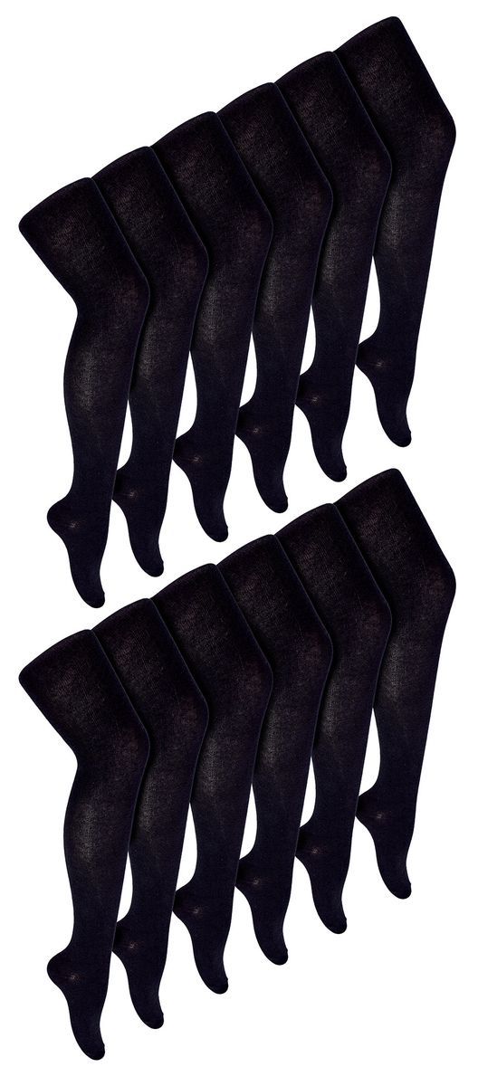 12 Paar Multipack Mädchen Schuluniform Strumpfhosen | Sock Snob | Soft & Comfy Plain Opaque Pantyhose Strumpfhosen für Kinder - Schwarz