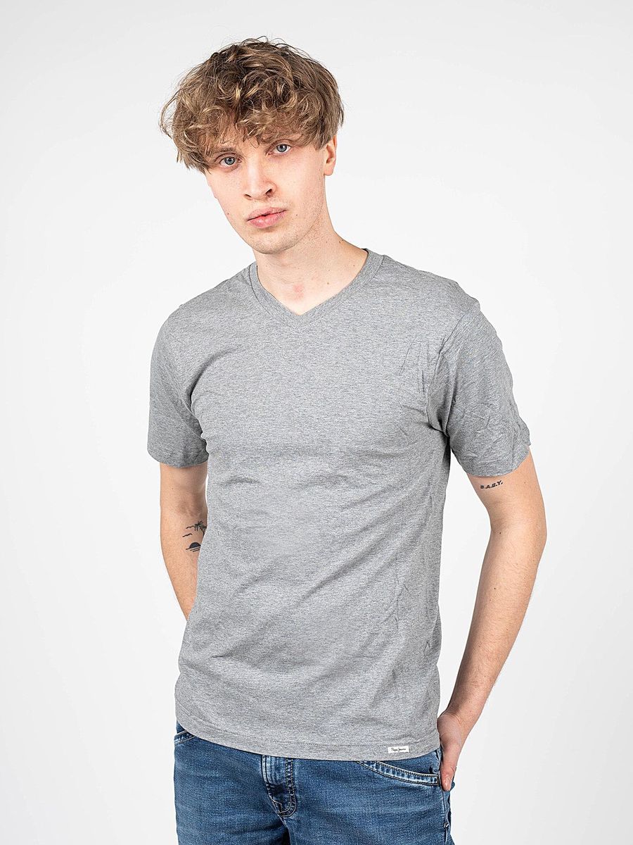 Klassisches V-Ausschnitt Baumwollshirt