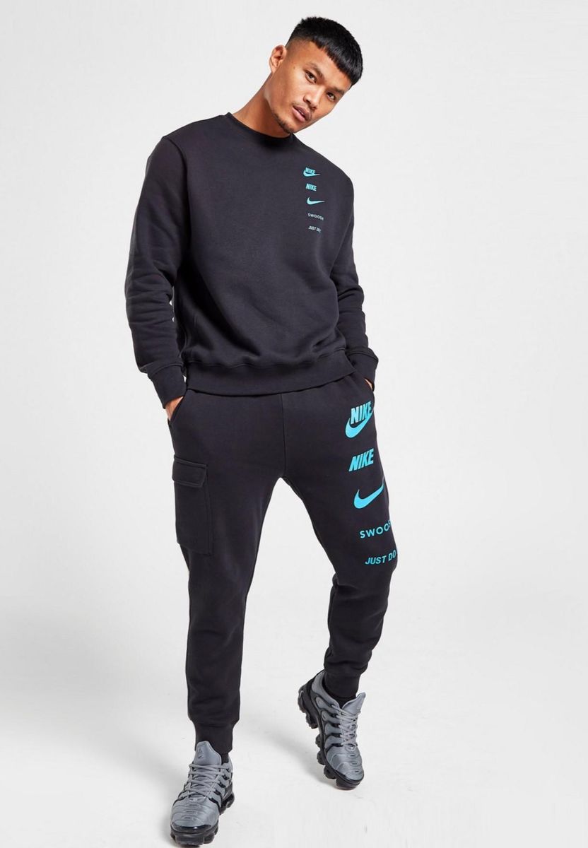 Herren Fleece Trainingsanzug Set in Schwarz
