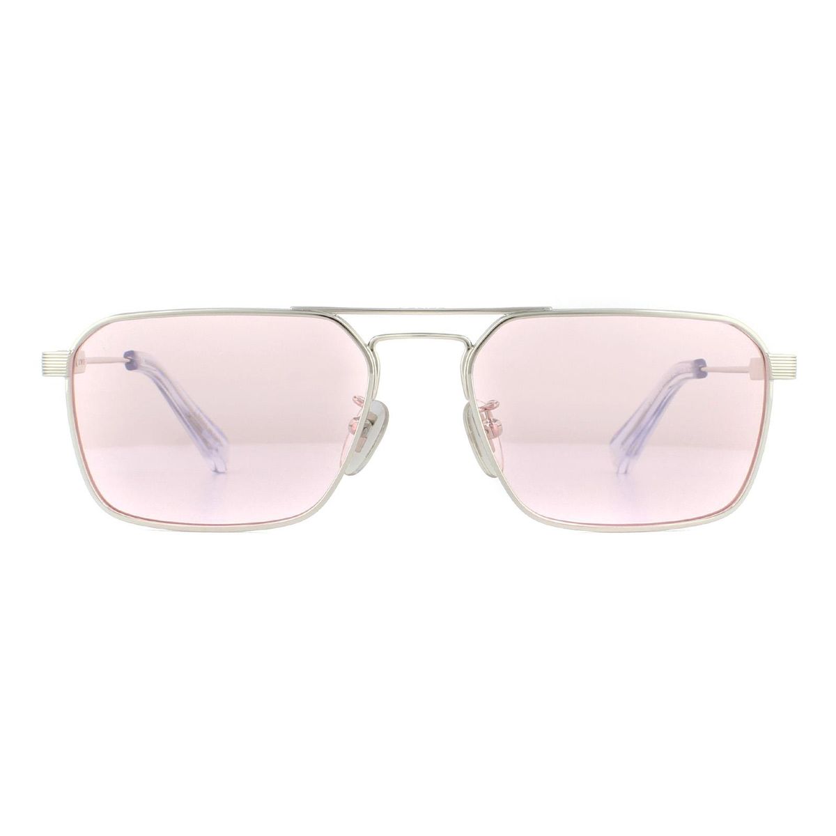 Quadratische Pilotenbrille mit pinkfarbenen Gläsern