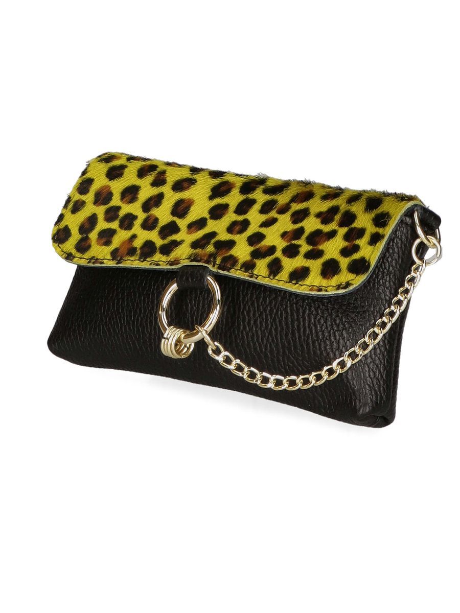 Clutch Bag mit Cheetah-Print aus Leder