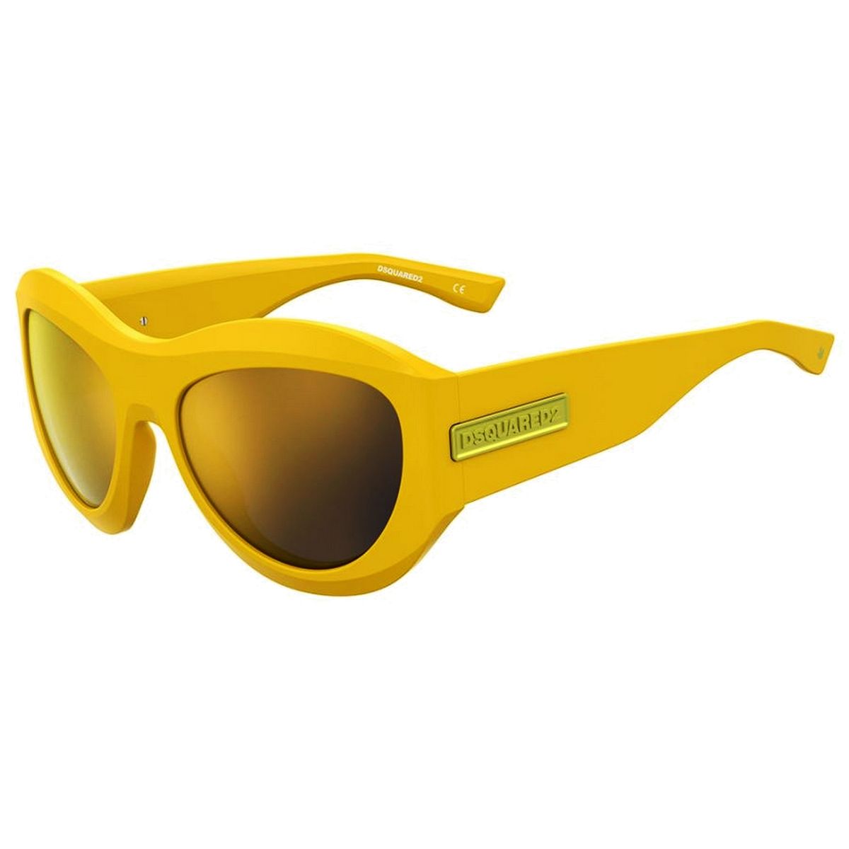 Orangefarbene Sonnenbrille mit transparentem Rahmen