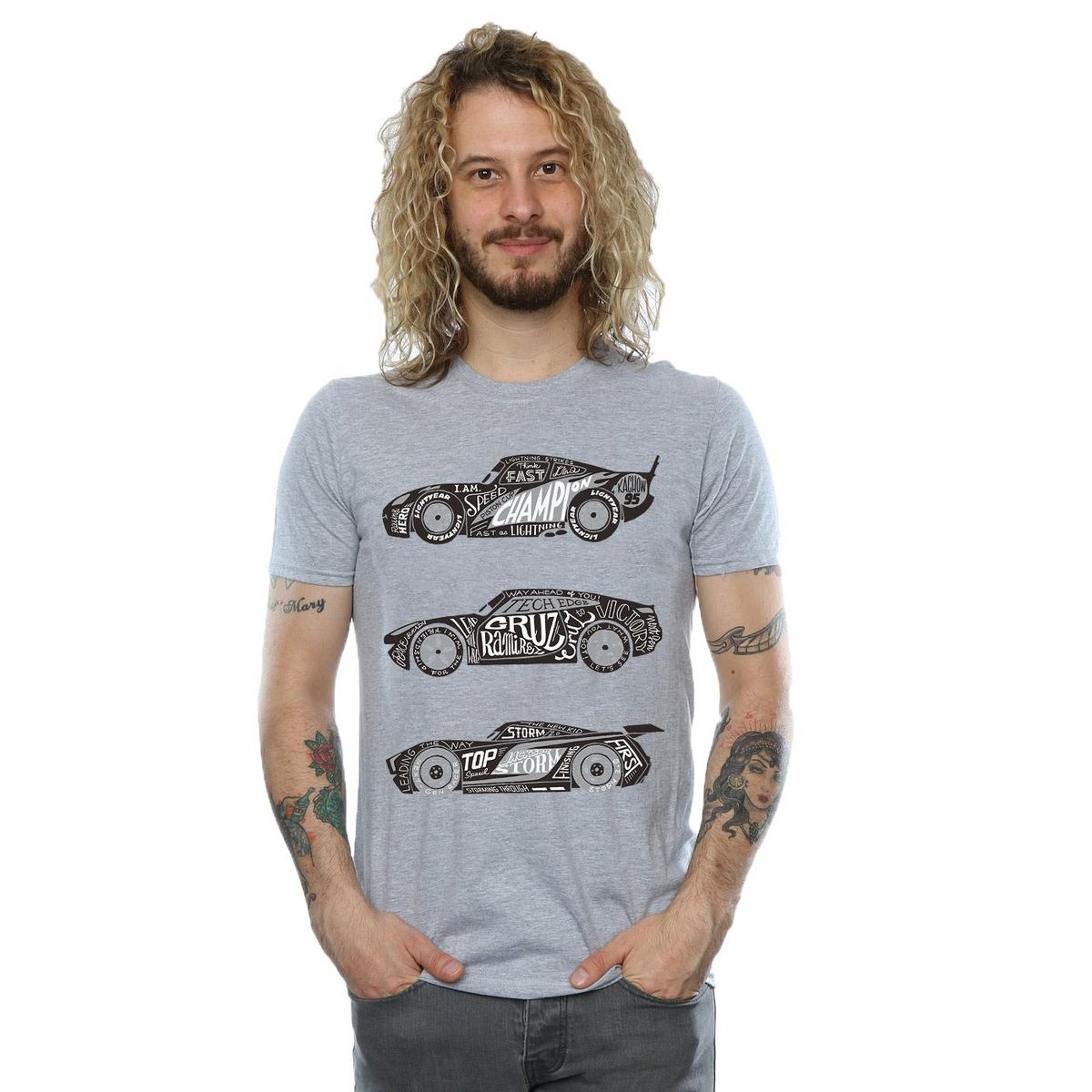 T-Shirt mit typografischem Rennwagen-Print