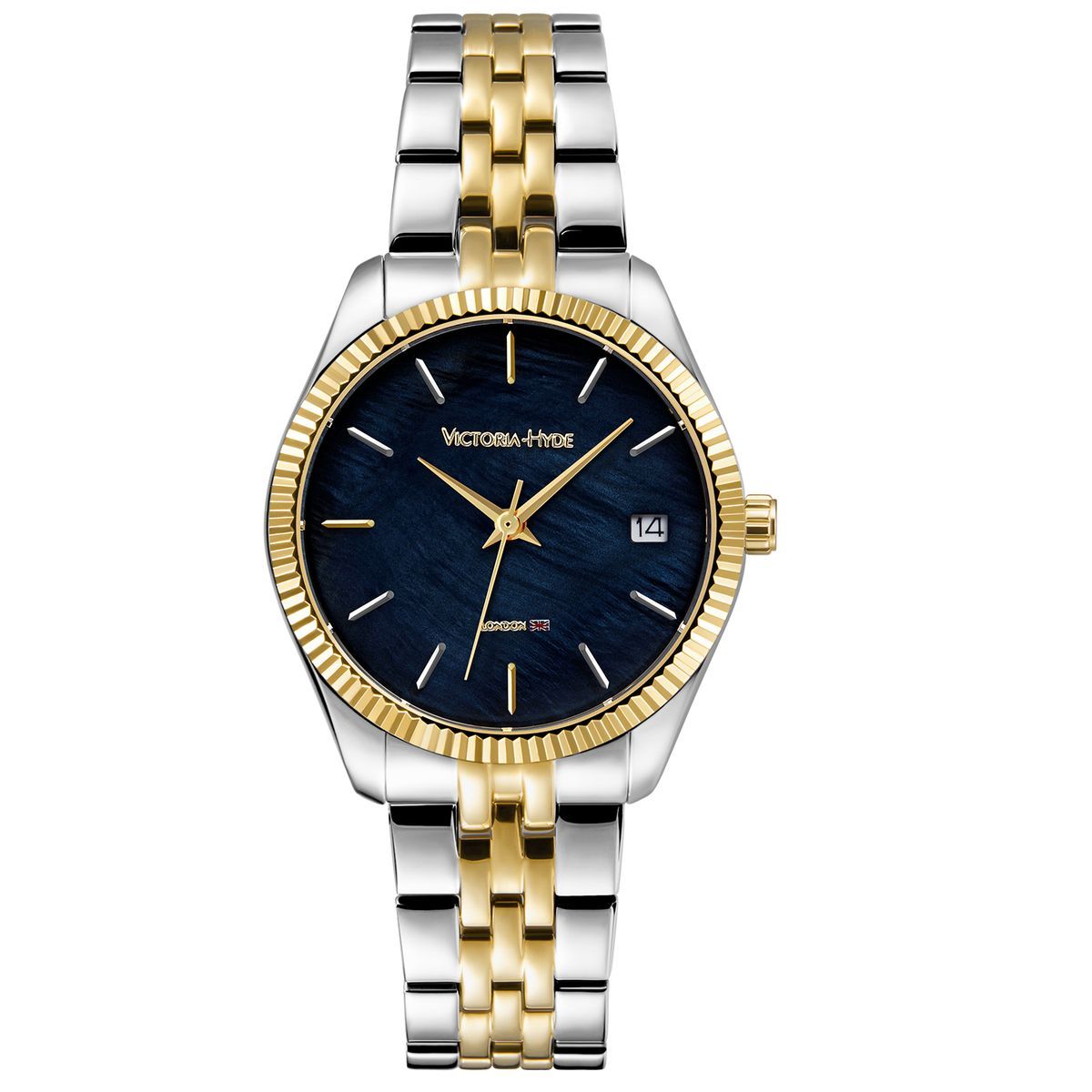 Zweifarbige Uhr mit blauem Zifferblatt