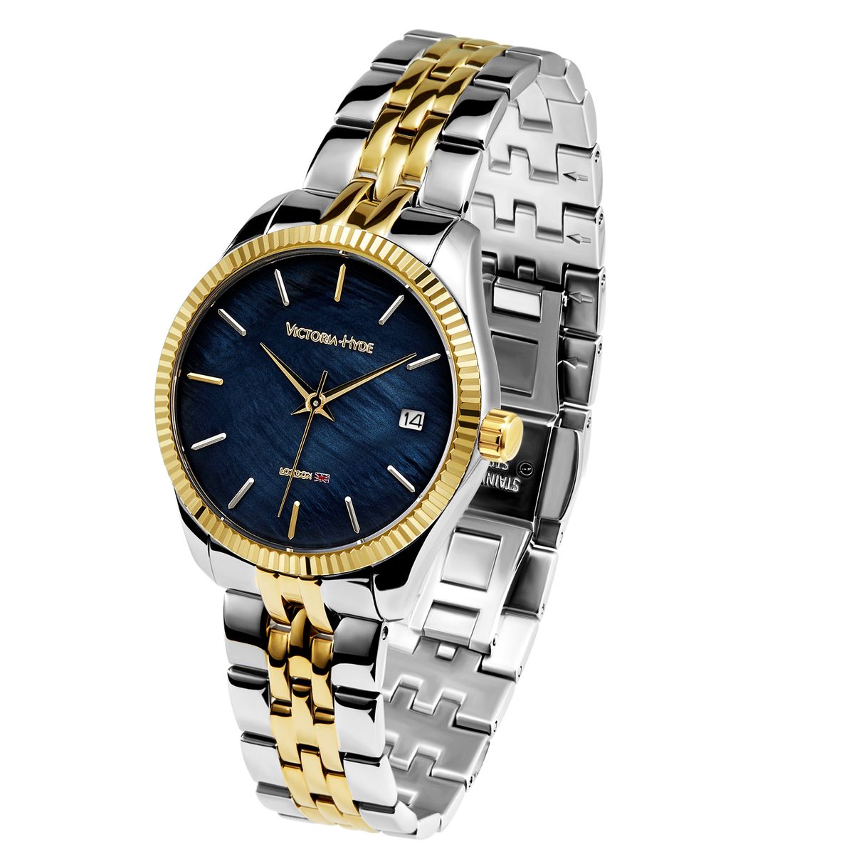 Elegante Bicolor-Uhr mit Datumsanzeige