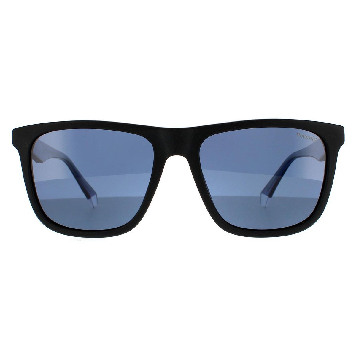 Sonnenbrille mit quadratischem Rahmen und blauen Gläsern