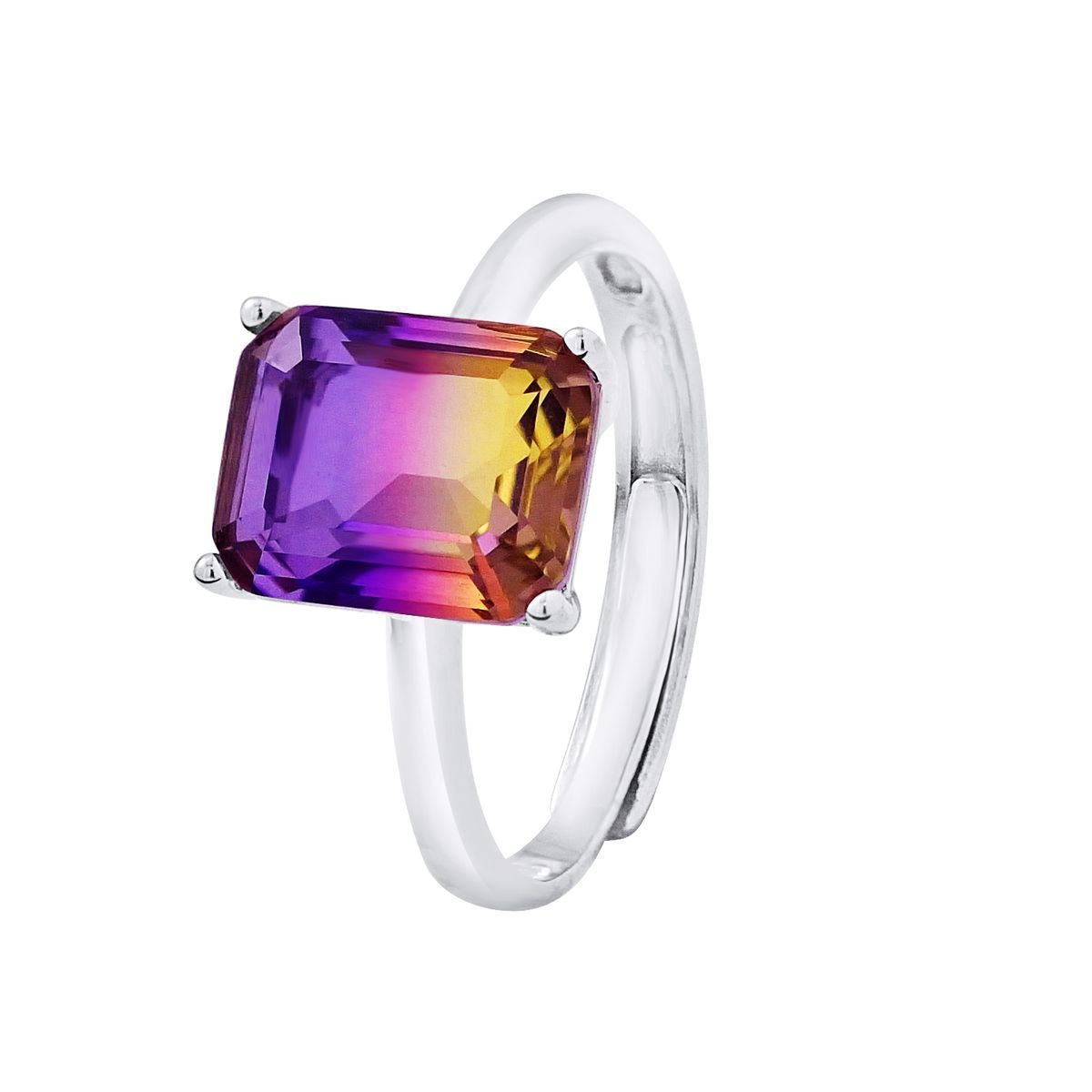 Bicolor Kristall Rechteckiger Ring