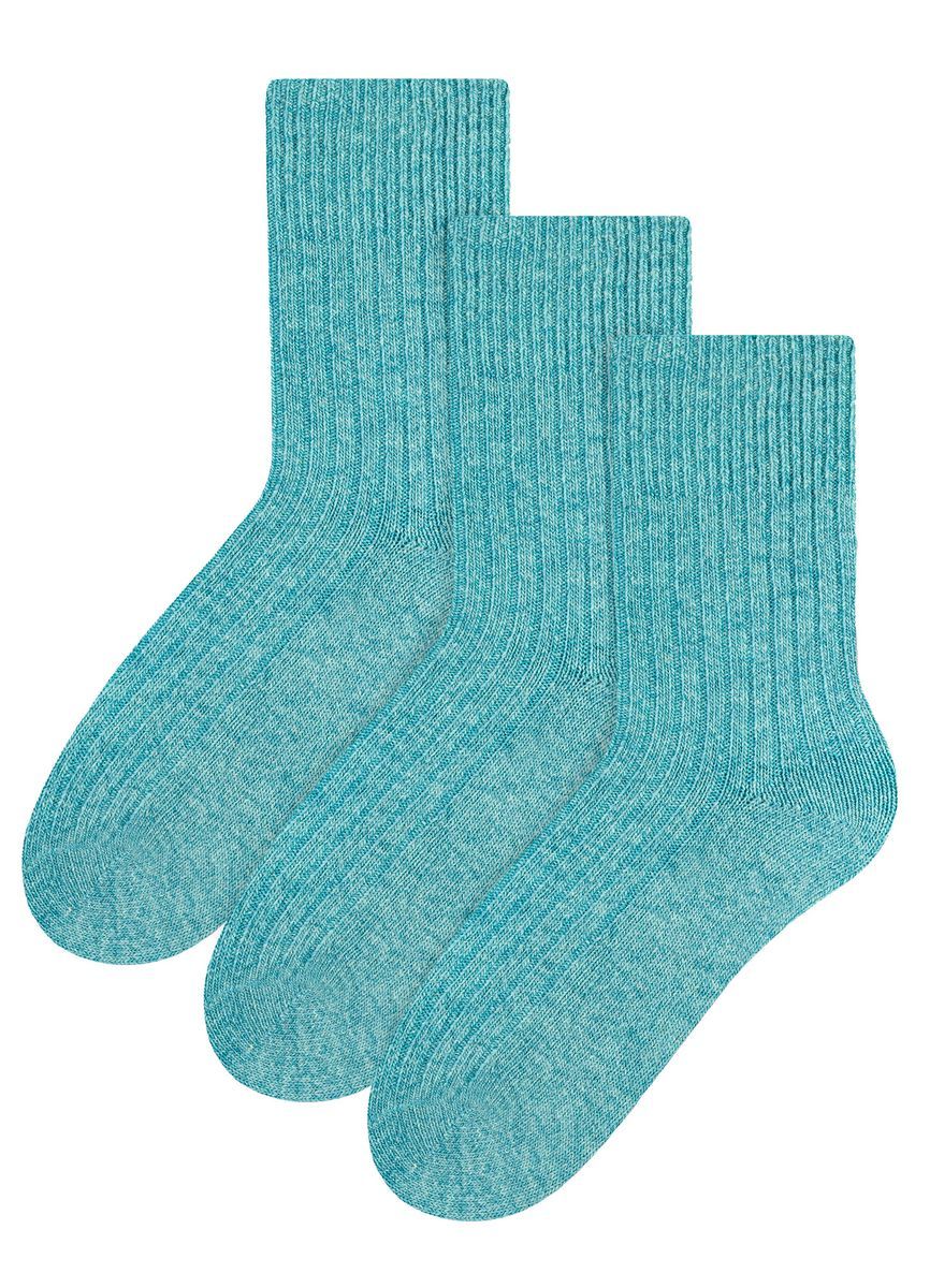 3 Paar Wollsocken für Damen | Steven | Atmungsaktive gepolsterte Damensocken Türkis