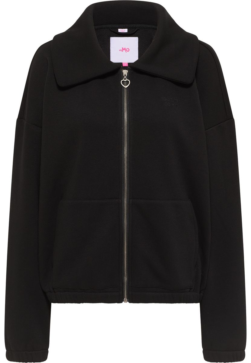 Übergroße Sweatjacke mit Reißverschluss und Kragen