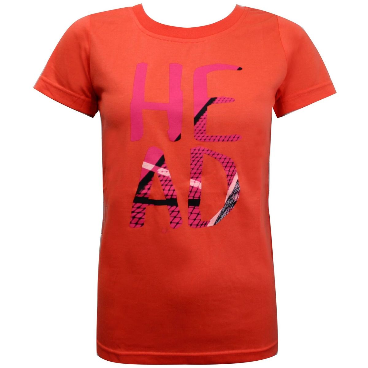 Korallenfarbenes Damen-T-Shirt mit Grafikprint