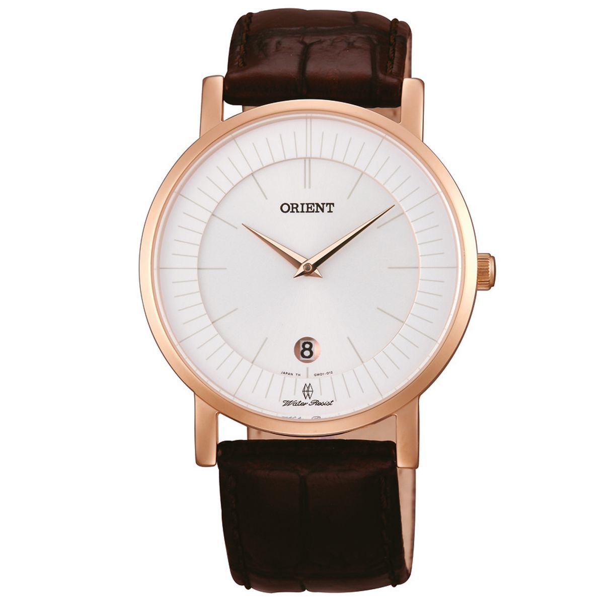 Klassische Quarzuhr mit braunem Armband