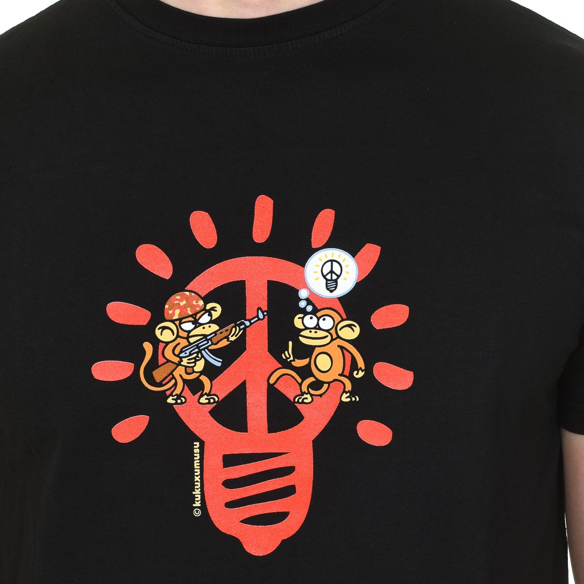 Grafik-T-Shirt mit Friedenssymbol und Affen