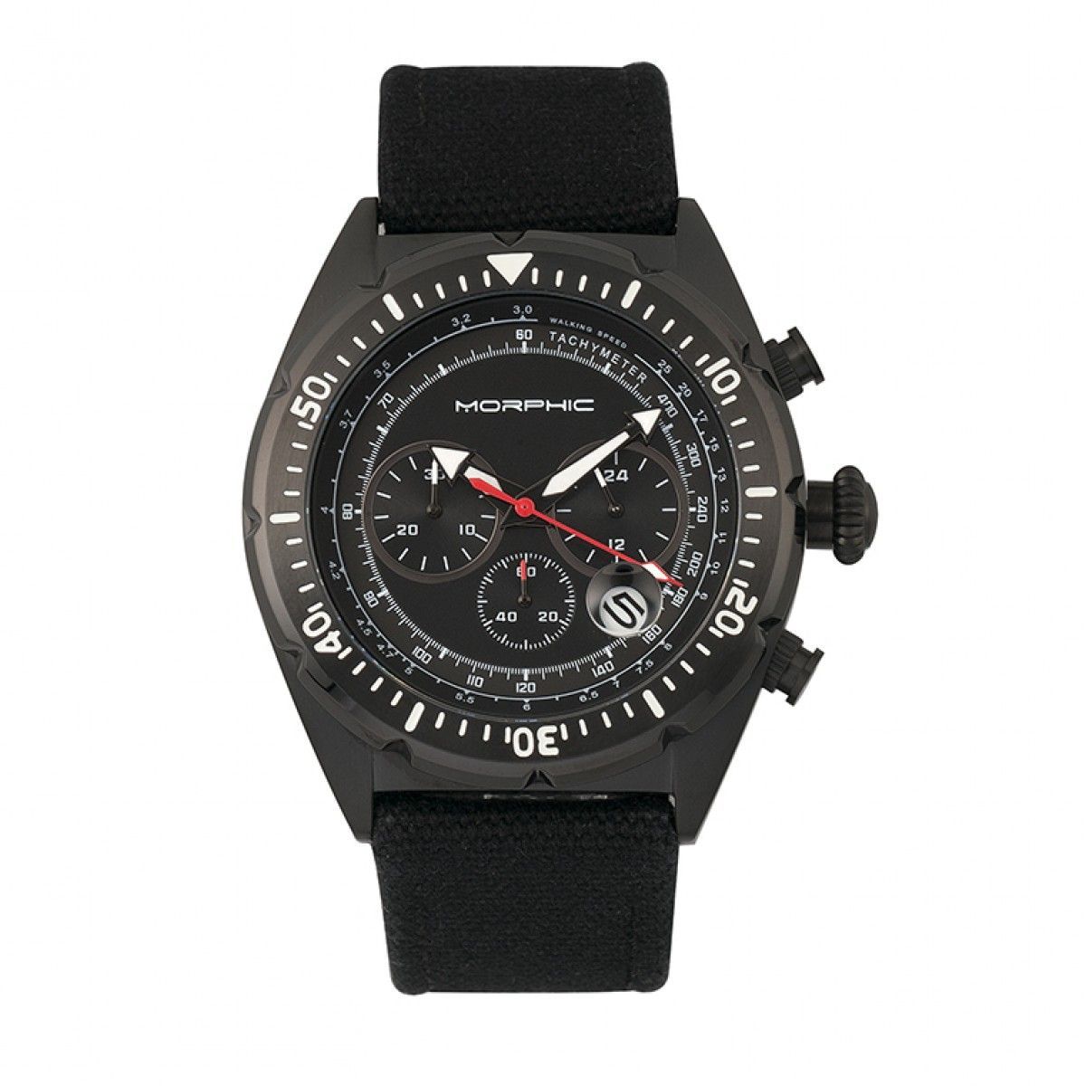 Schwarze Chronographenuhr mit Tachymeter