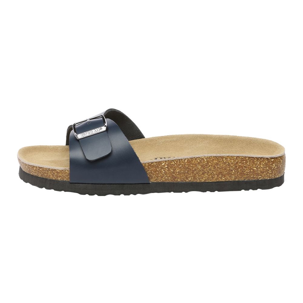 Leder-Pantoletten mit Schnalle