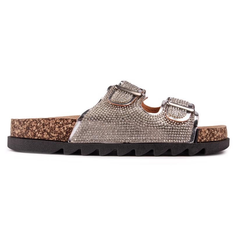 Strassverzierte Fußbett-Sandalen