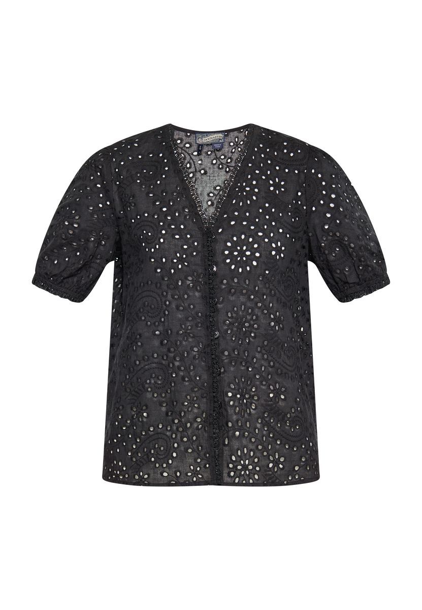 Lochstickerei Button-Down Bluse