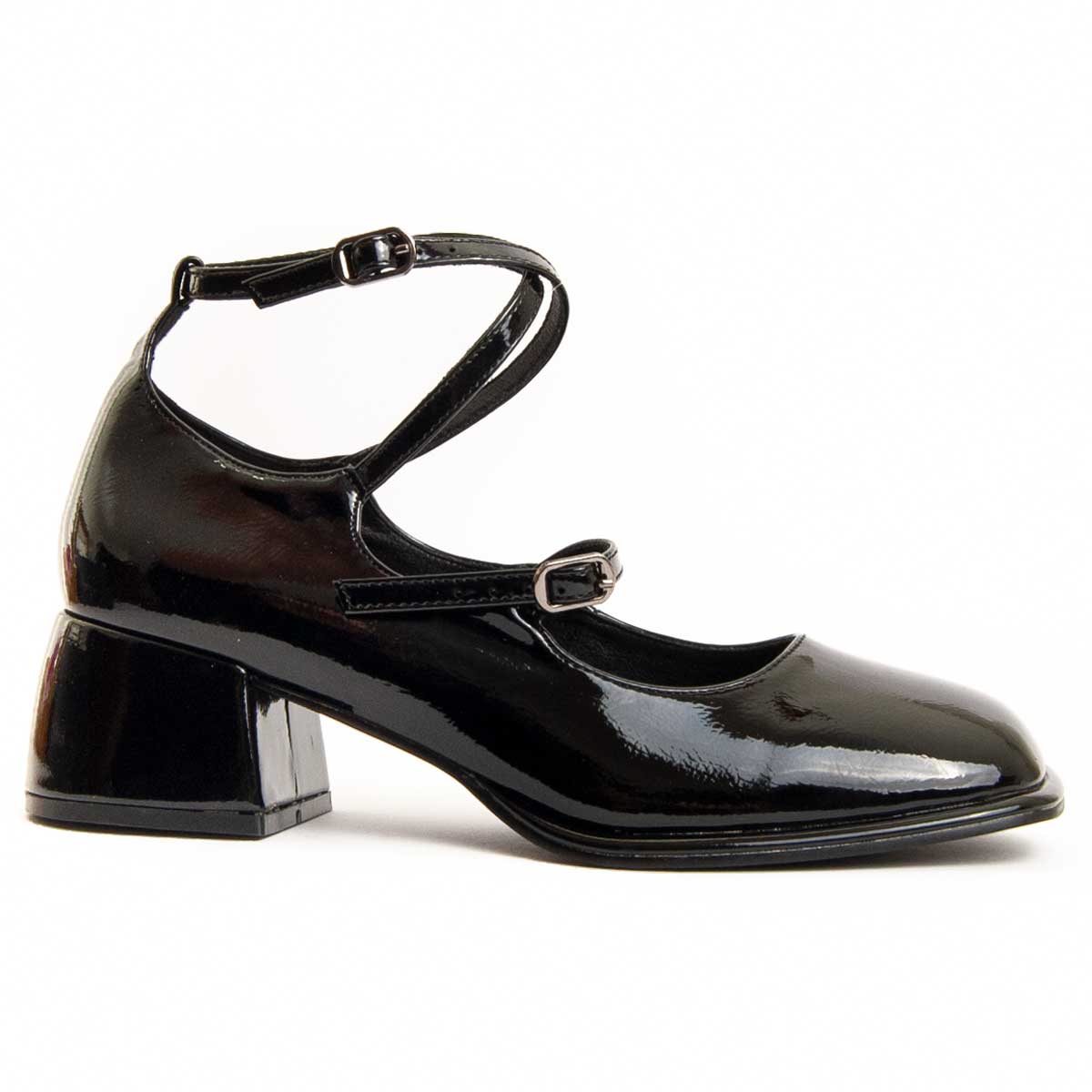 Schwarze Mary Jane Pumps aus Lackleder