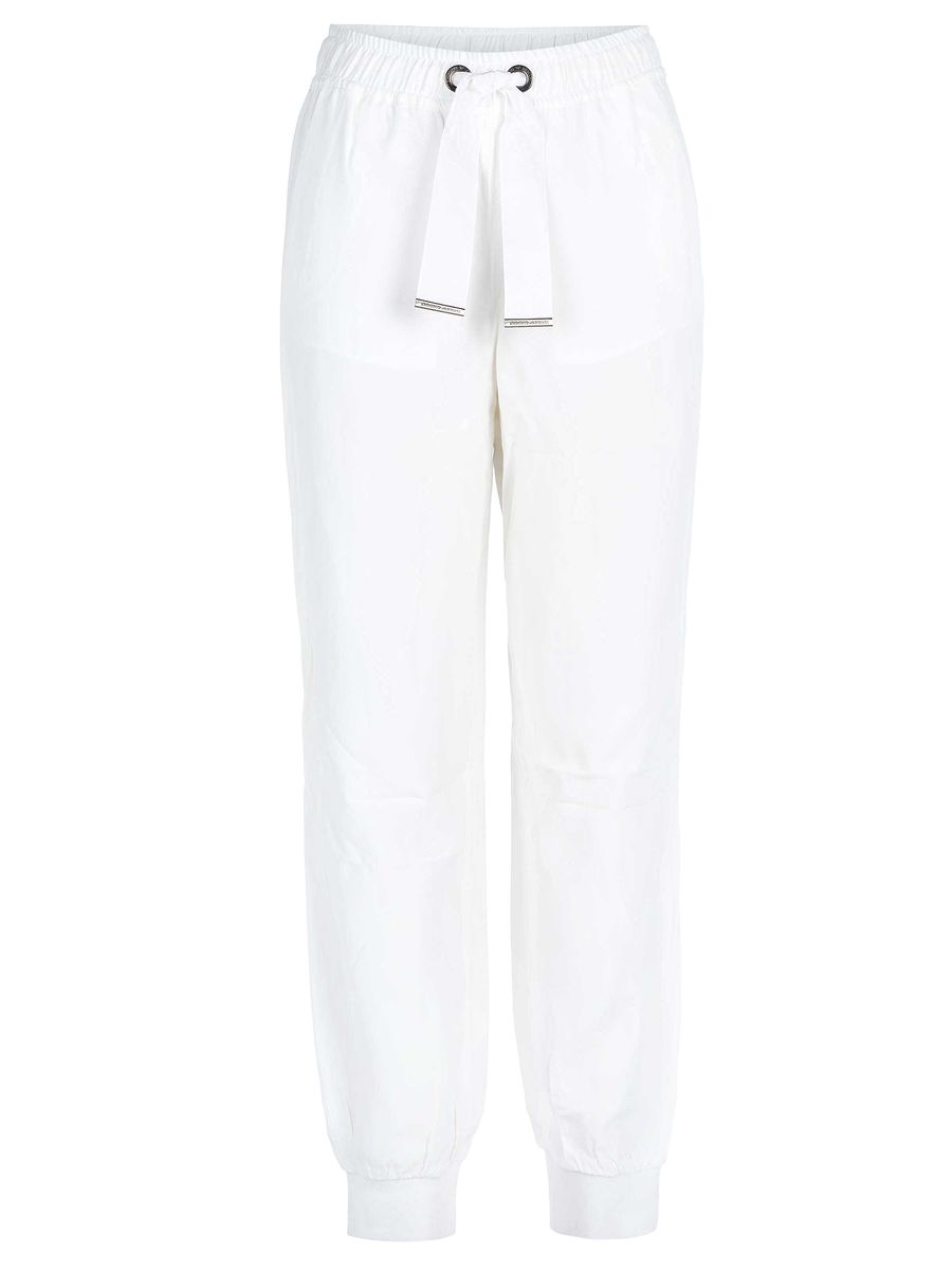 Weiße Viskosehose mit Kordelzug in der Taille