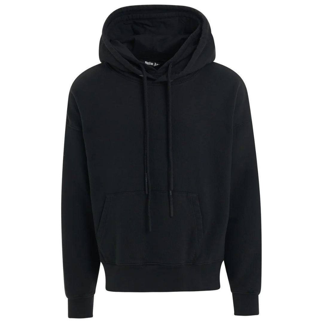 Schwarzer Logo-Patch-Pullover-Hoodie